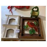 DOLL HOUSE FIREPLACE, WOOD DOLL CHAIR, STAINED
