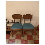 NATIONAL STORE WOOD CHAIRS WITH GREEN PADDED