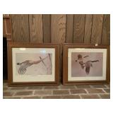 PAIR OF COORDINATING FRAMED GAME BIRD