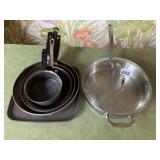 CALPHALON 3 QT SKILLET WITH GLASS LID, OTHER PANS