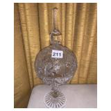 COVERED COMPOTE WITH LARGE FINIAL, 15.5"