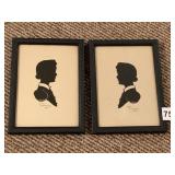 PAIR OF FRAMED SILHOUETTES, LOUISE BROWNING 1943