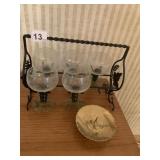 ETCHED GREEN STEMMED WINE GLASSES IN IRON
