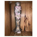 KELVA CASED GLASS VASE WITH BRASS TONE BASE AND