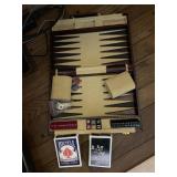 BACKGAMMON GAME IN CASE AND PLAYING CARDS