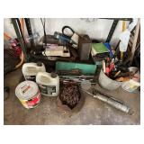 SOCKETS W/ EXTENSION, GREASE GUN, PIPE WRENCH