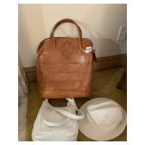 HAND TOOLED LEATHER BAG, WHITE PURSE WITH 3