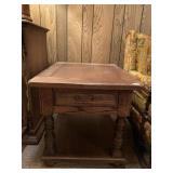 SOLID WOOD END TABLE WITH CENTER DRAWER AND SHELF