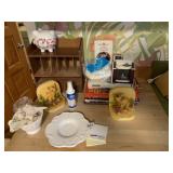 MAIL SORTER, CERAMIC DEER BOOK ENDS, COOKBOOKS,