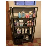 METAL SHELVING UNIT, RUST ON CENTER SHELF,
