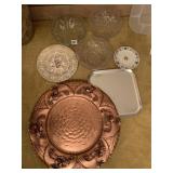 SOLID COPPER SERVING TRAY/WALL HANGING, GLASS