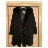 MARVIN RICHARDS MID LENGTH BLACK COAT, MADE IN