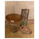 MADE IN ITALY ORNATE GOLD TONE WASTEPAPER BASKET,