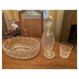 WATERFORD CRYSTAL DECANTER, RING HOLDER, OVAL
