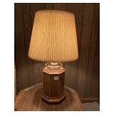 KNOB CREEK WOOD AND BRASS BASED LAMP WITH SHADE