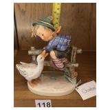 1948 GOEBEL HUMMEL BOY ON FENCE WITH GOOSE