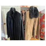 ALFANI XL SUEDE BROWN W/ FAUX FUR TRIM, M LEATHER