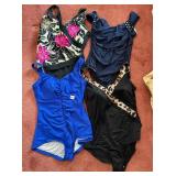 4 WOMENï¿½S ONE-PIECE SWIMSUITS, SZ 12/14