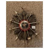 DOUBLE HEADED WOODEN EAGLE WITH MINI SWORDS