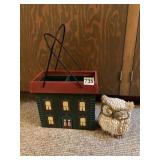 SHELL OWL AND WOOD GIFT BOX FOR 2 WINE BOTTLES