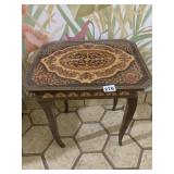 INLAID WOOD SMALL FLIP TOP STORAGE TABLE,
