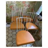 WHITE PAINTED IRON CHAIRS WITH BAMBOO LOOK AND