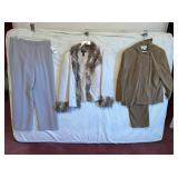 BEIGE SZ 14 2 PIECE OUTFIT, OPEN FRONT JACKET,