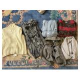 BENETON SWEATER, FAUX FUR TOGGLE BUTTON SWEATER,