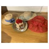 RED LADIES HAT, PATCHWORK COWBOY HAT