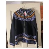 NEW ANDREA JOVINE XL ZIPPER FRONT SWEATER W/