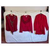 DAVID BROOKS SZ L RED JACKET WITH FRINGE, JONES