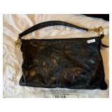 LEATHER BLACK PURSE CIRCLE DESIGN