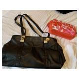 BLACK PURSE AND 2 COSMETIC CASES