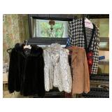 JOHN PAUL RICHARD SZ L LEATHER COAT, HOUNDSTOOTH