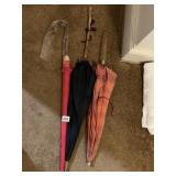 LUCITE AND WOOD HANDLED UMBRELLAS