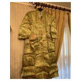 GREEN AND BLUE SILK JAPANESE ROBE WITH MATCHING