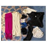 DICKIES, BLACK CAMISOLE, BLUE LEATHER GLOVES,