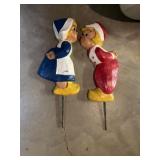 INCREDIBLE HEAVY LAWN STATUES OF DUTCH BOY AND