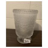 FENTON VILLAGE SCENE FROSTED GLASS CANDLE HOLDER,
