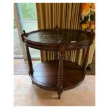 OVAL TWISTED COLUMN SIDE TABLE, 27X21X26
