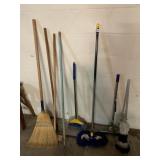 DUSTERS, DUSTPAN W/ HANDLE, BROOM ETC.