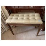 BEIGE TUFTED PADDED TOP KIMBALL PIANO BENCH WITH