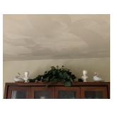 CERAMIC BUSTS, GEESE, ARTIFICIAL PLANT