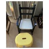 CHILDS ROCKING CHAIR AND STEP STOOL