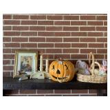CERAMIC LIGHTED JACK O LANTERN, WINDOW CANDLE