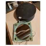 HAT BOX AND VINTAGE MIRROR