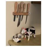 ECKO KNIFE SET, MISSING A KNIFE, CERAMIC COW