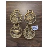 1983 HORSE HARNESS BRASS MEDALLIONS, SET OF 4