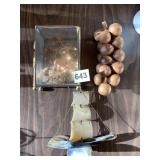 WOODEN GRAPES, MISSING ONE, SCOONER MADE FROM