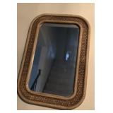 ROUNDED EDGE MIRROR WITH WOVEN DETAIL AND THREE